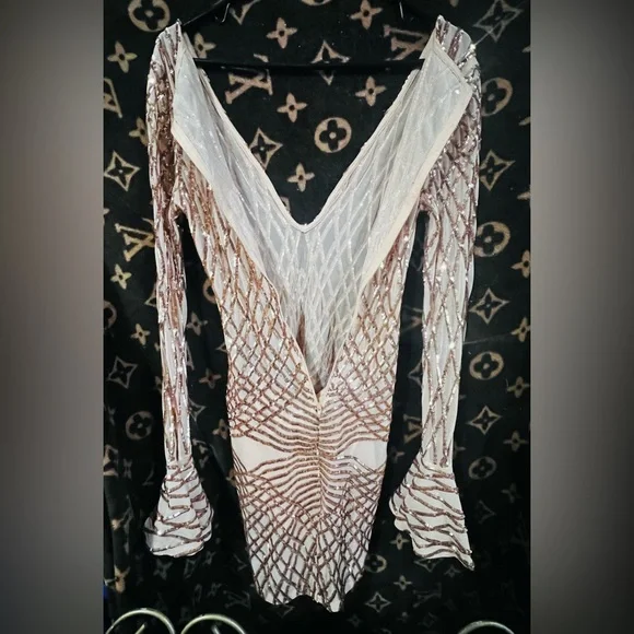 Javoni Dress sequin,mesh and sparkles dress size M gold - Picture 4 of 12